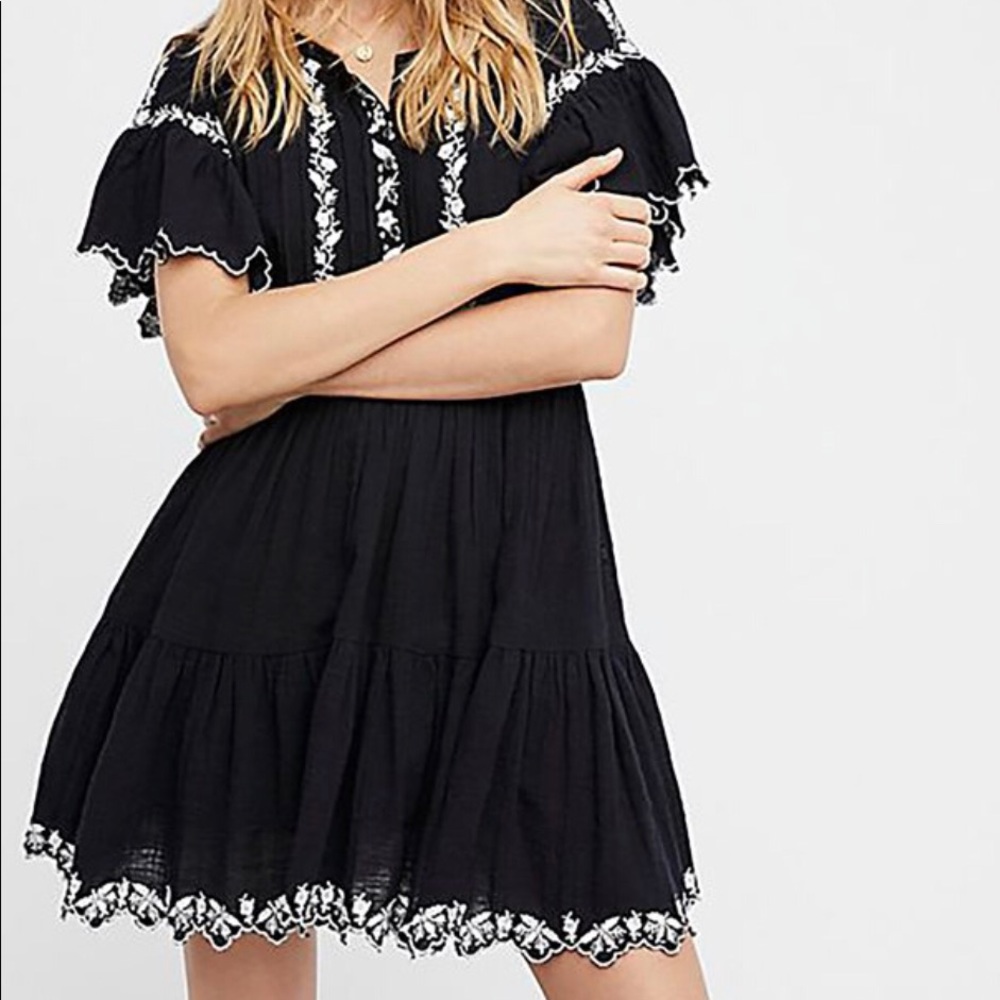 FREE PEOPLE embroidery mini dress